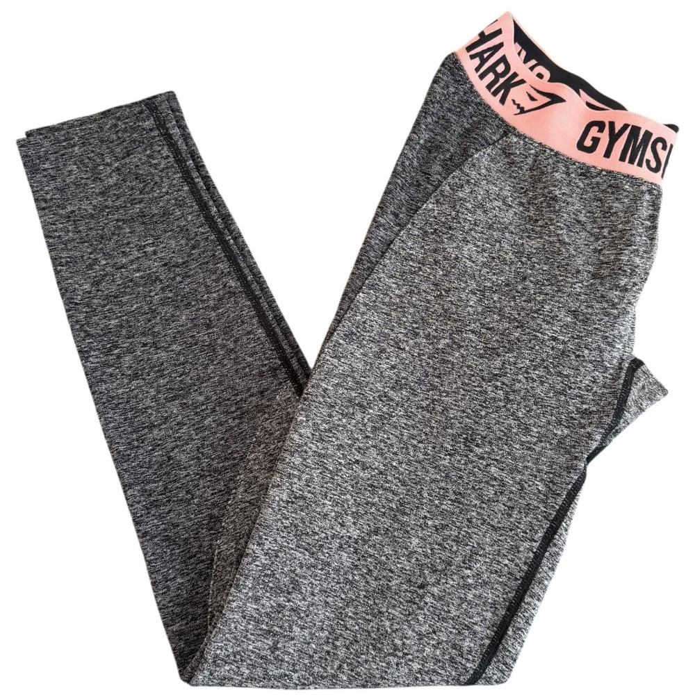 Gymshark Flex 27x28 Grey Pink Branded Waistband Women's Seamless Leggings